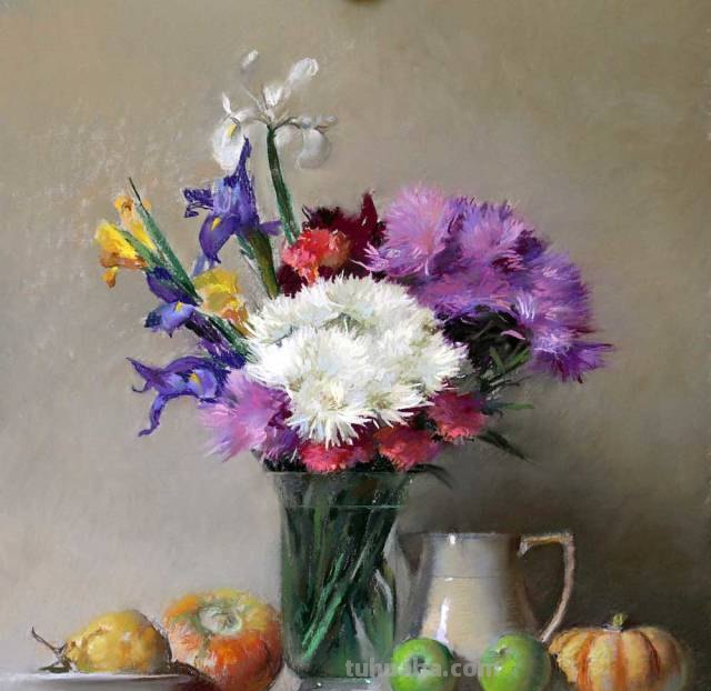 色粉画，却画出了油画的质感，我服