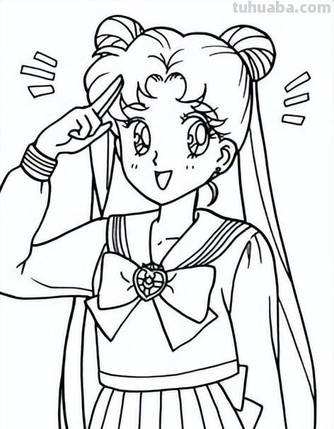 10张美少女战士简笔画线稿，收藏备用