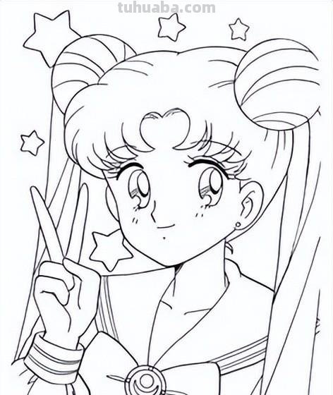 10张美少女战士简笔画线稿，收藏备用