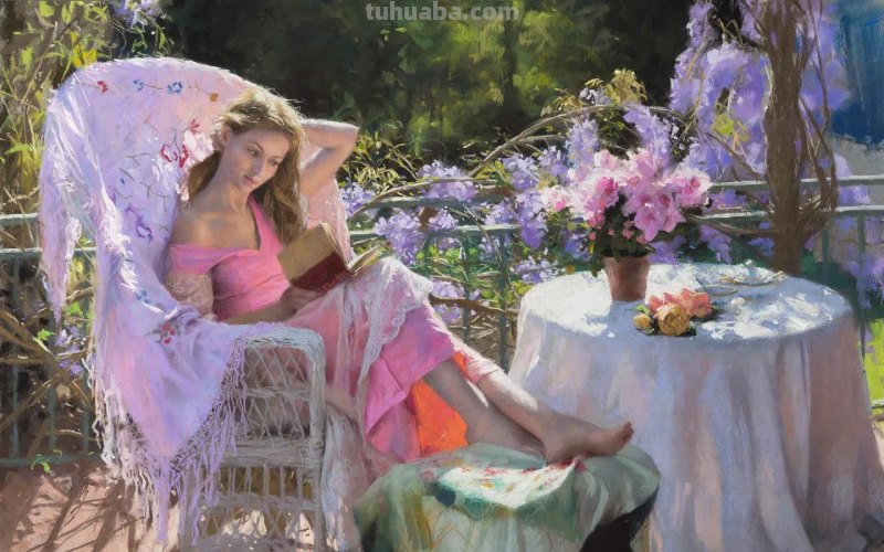 极美的色粉画，阳光下的少女们（人物写生绘画）