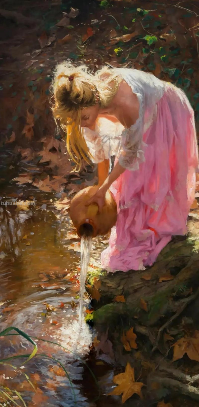 极美的色粉画，阳光下的少女们（人物写生绘画）