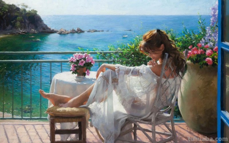 极美的色粉画，阳光下的少女们（人物写生绘画）