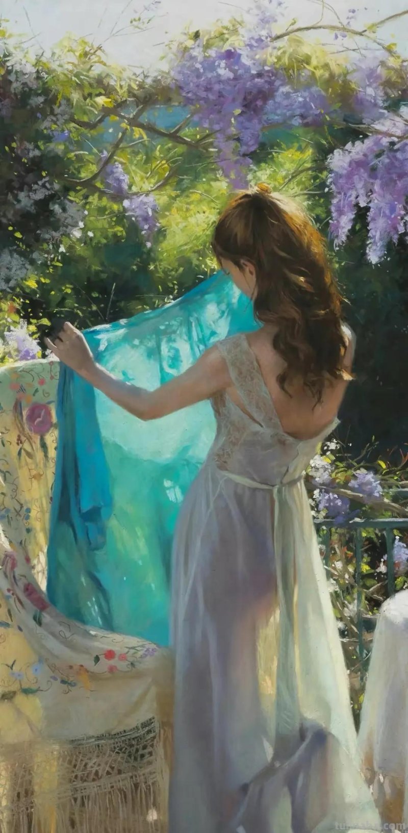 极美的色粉画，阳光下的少女们（人物写生绘画）