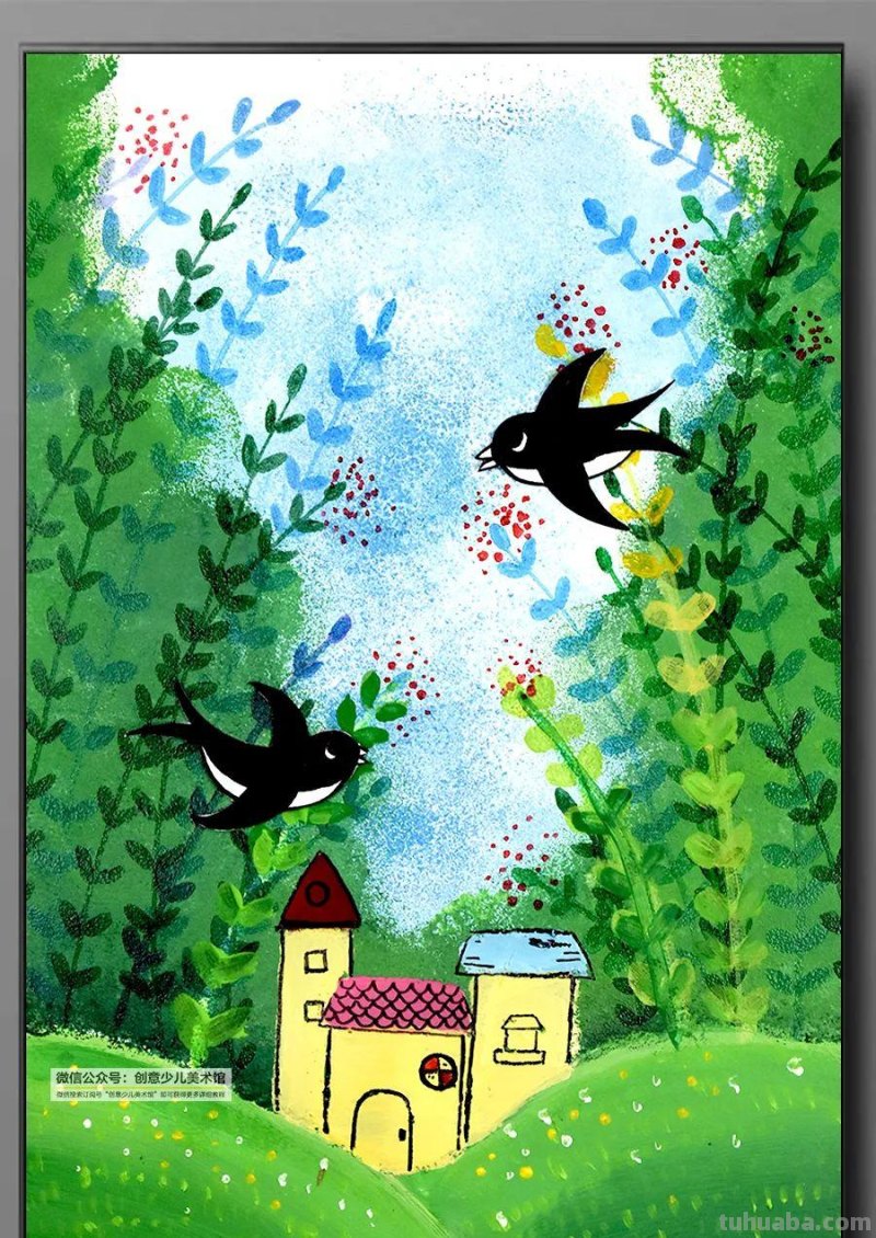 儿童画教程｜绘本引导+环保教育-水粉画拥抱美丽大自然