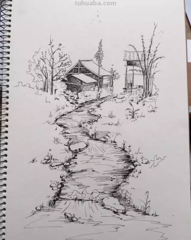 园林景观速写园林景观速写手绘图片