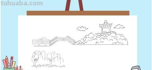 场景速写公园场景速写公园一角