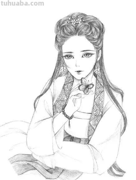速写人物古风速写人物古风图片 线描