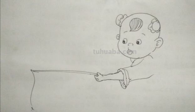 小儿垂钓速写小儿垂钓速写场景