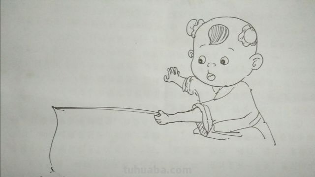 小儿垂钓速写小儿垂钓速写场景
