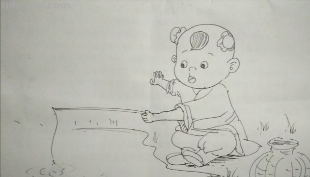 小儿垂钓速写小儿垂钓速写场景