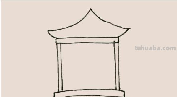 亭子风景速写亭子风景速写临摹图片