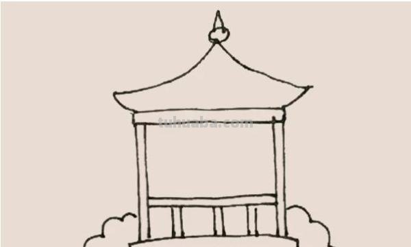 亭子风景速写亭子风景速写临摹图片