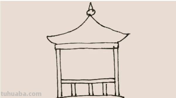 亭子风景速写亭子风景速写临摹图片