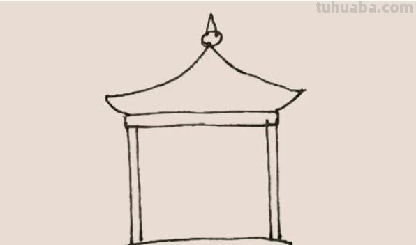 亭子风景速写亭子风景速写临摹图片