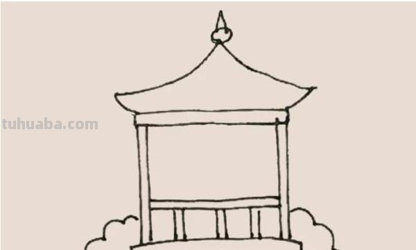 亭子风景速写亭子风景速写临摹图片
