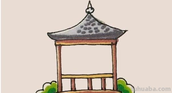 亭子风景速写亭子风景速写临摹图片
