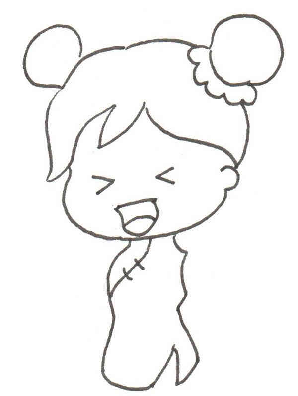 卡通画：小女孩的绘画步骤