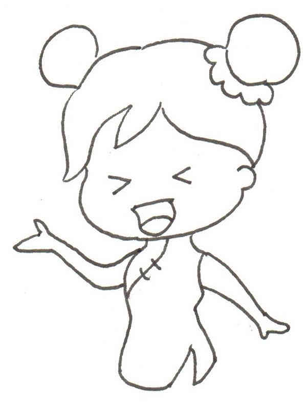 卡通画：小女孩的绘画步骤