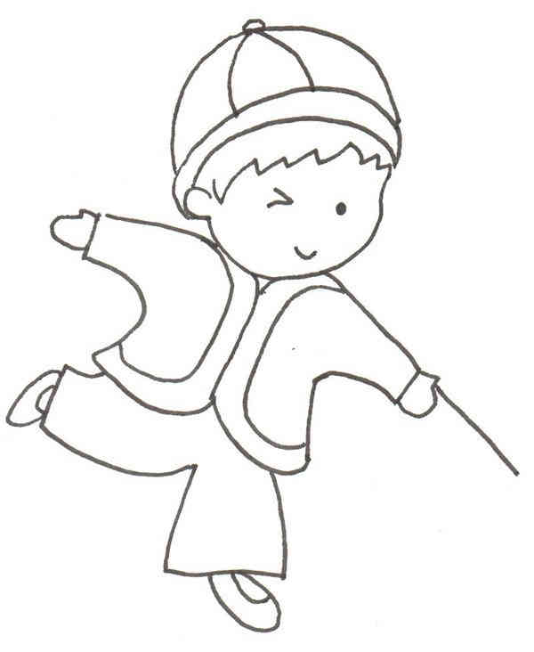 卡通画:放烟花的绘画步骤