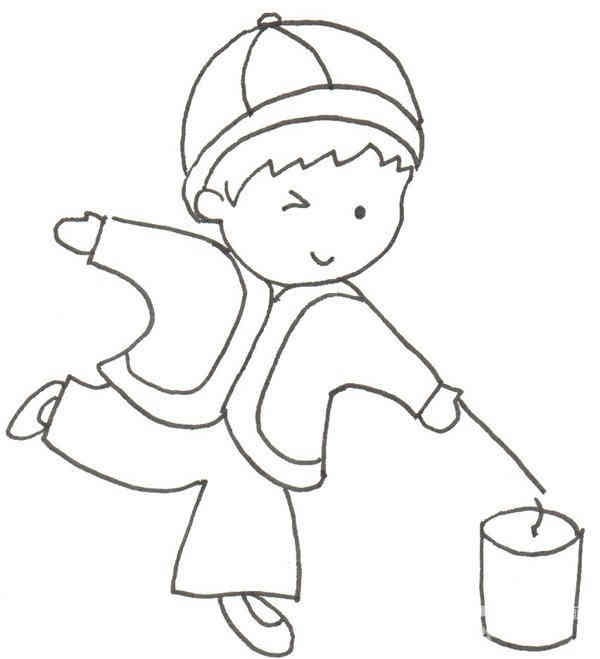 卡通画:放烟花的绘画步骤