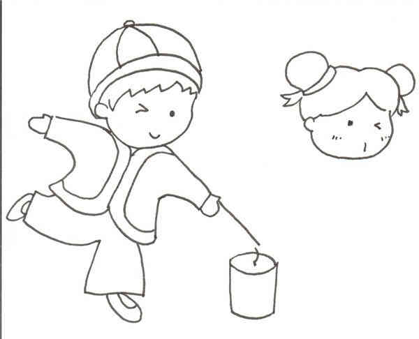 卡通画:放烟花的绘画步骤