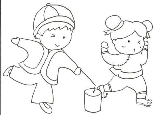 卡通画:放烟花的绘画步骤