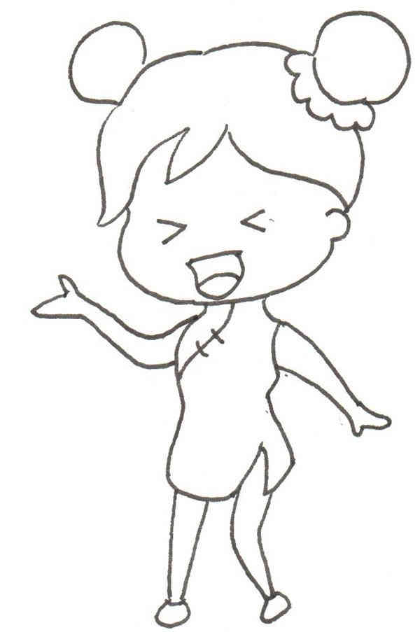 卡通画：小女孩的绘画步骤