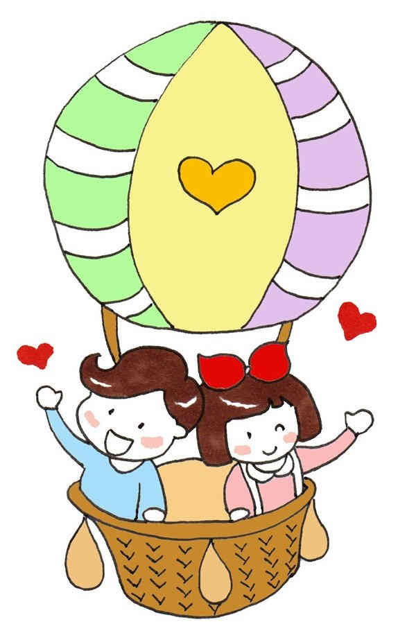 卡通画：热气球绘画步骤