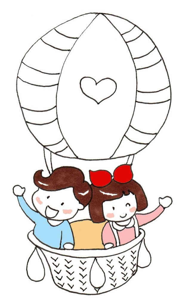 卡通画：热气球绘画步骤