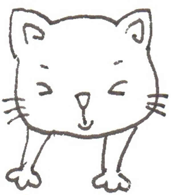 卡通画：猫咪和线团的绘画步骤