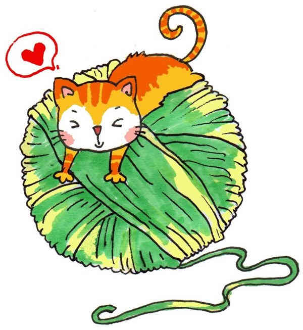 卡通画：猫咪和线团的绘画步骤