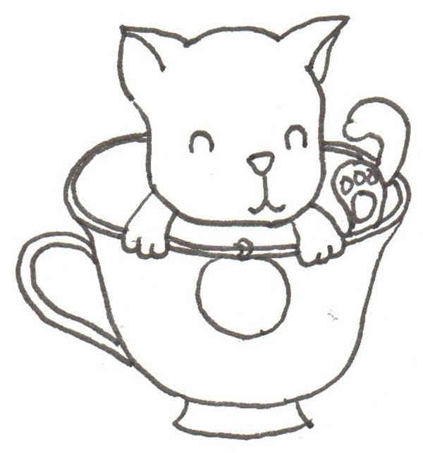 卡通画茶杯犬的绘画步骤