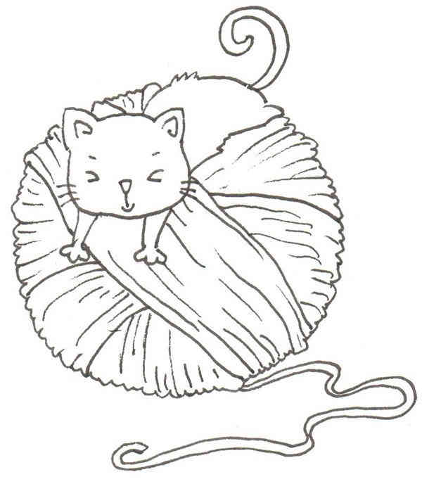 卡通画：猫咪和线团的绘画步骤