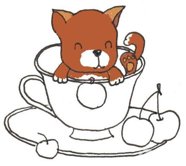 卡通画茶杯犬的绘画步骤