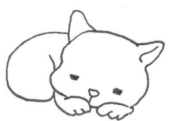 卡通树洞里的猫咪的绘画步骤