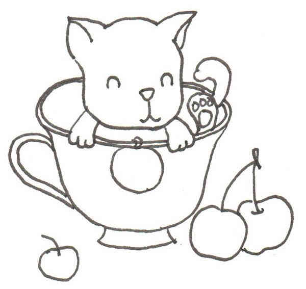 卡通画茶杯犬的绘画步骤