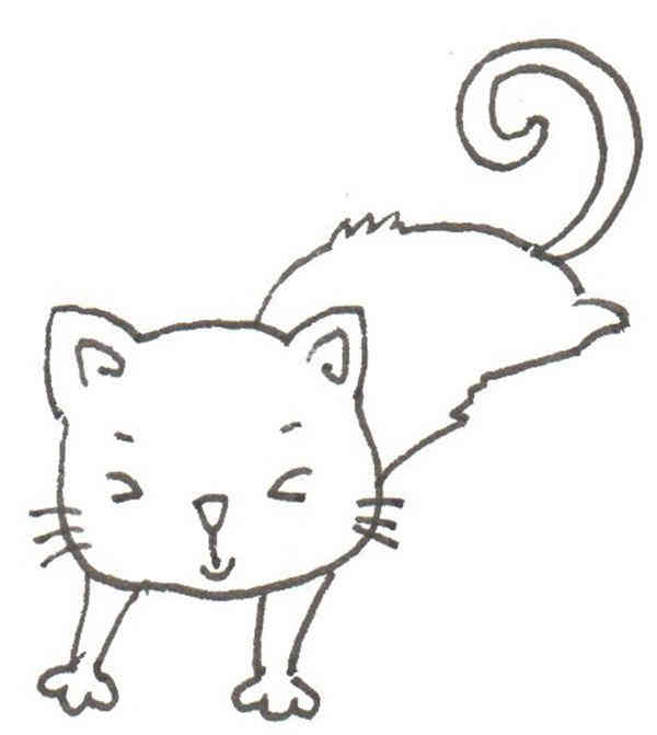 卡通画：猫咪和线团的绘画步骤