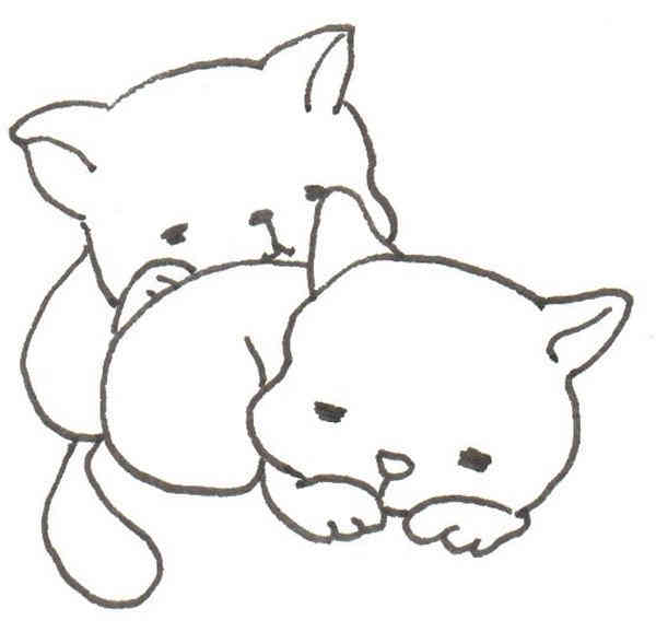 卡通树洞里的猫咪的绘画步骤