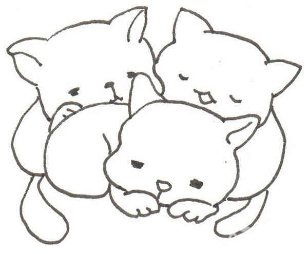 卡通树洞里的猫咪的绘画步骤