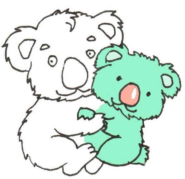 卡通画考拉爸爸和宝宝的绘画步骤