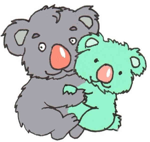 卡通画考拉爸爸和宝宝的绘画步骤