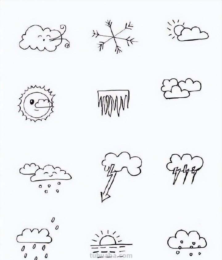 萌萌的天气简笔画上百个天气小素材简笔画,很可爱很简单!做板报、手账、哄娃都很实用!Mark~ 萌萌的天气简笔画上百个天气小素材简笔画,很可爱很简单!做板报、手账、哄娃都很实用!Mark~ 