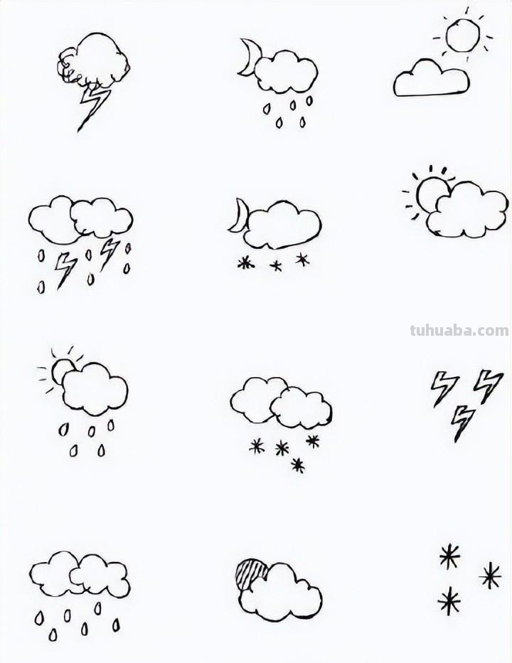 萌萌的天气简笔画上百个天气小素材简笔画,很可爱很简单!做板报、手账、哄娃都很实用!Mark~ 萌萌的天气简笔画上百个天气小素材简笔画,很可爱很简单!做板报、手账、哄娃都很实用!Mark~ 