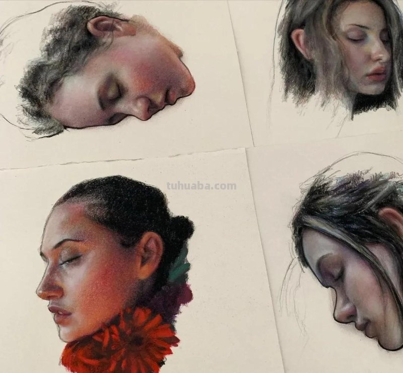 色粉画的色彩柔和美，色粉人像