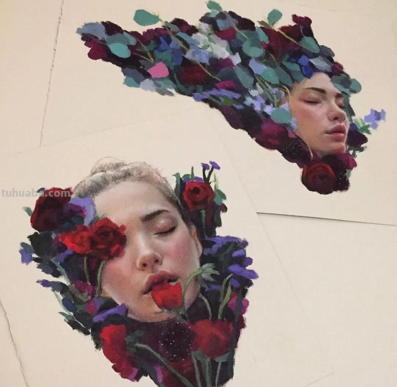 色粉画的色彩柔和美，色粉人像