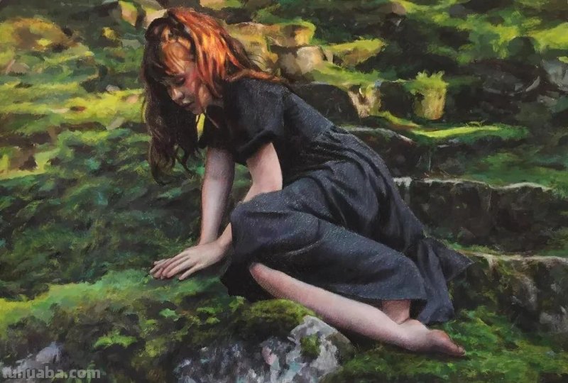 色粉画的色彩柔和美，色粉人像