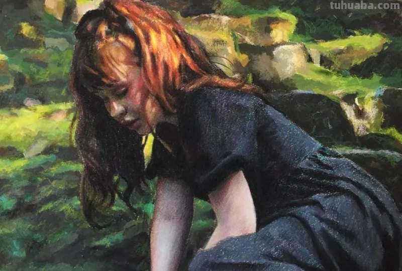 色粉画的色彩柔和美，色粉人像