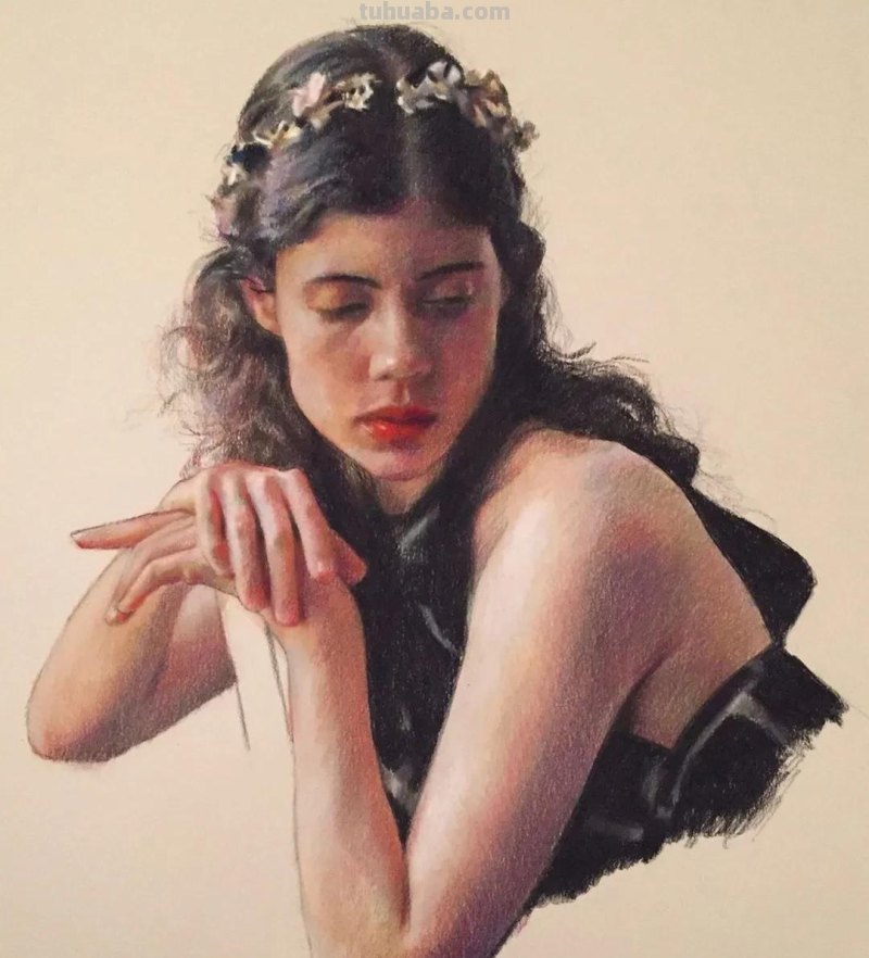 色粉画的色彩柔和美，色粉人像