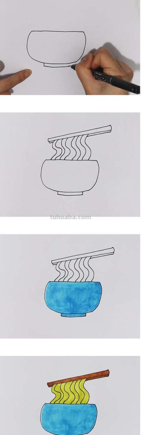 面条怎么画简笔画（一碗面条怎么画简笔画）