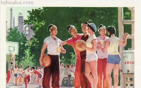 沈尧伊作品1975年版《丰富多采的各族群众体育活动》水粉组画